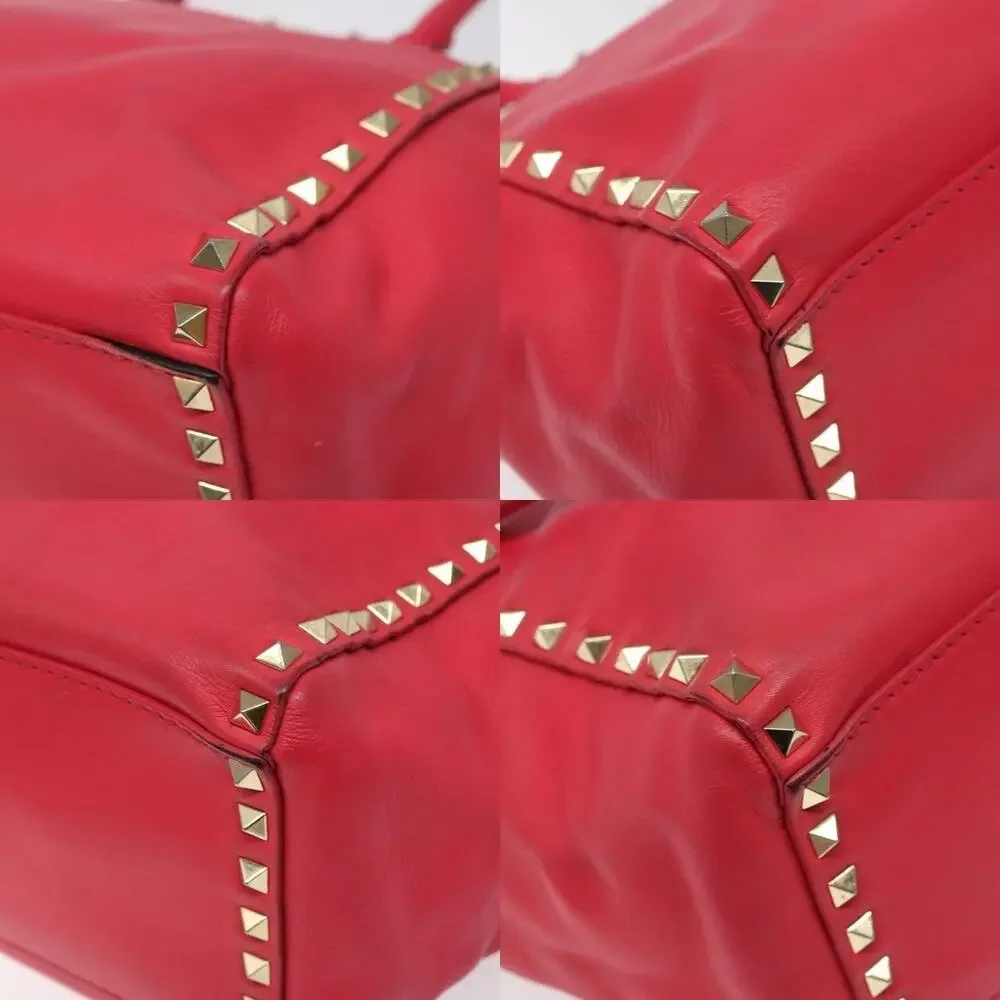 Valentino Rockstud Leather Handbag Red